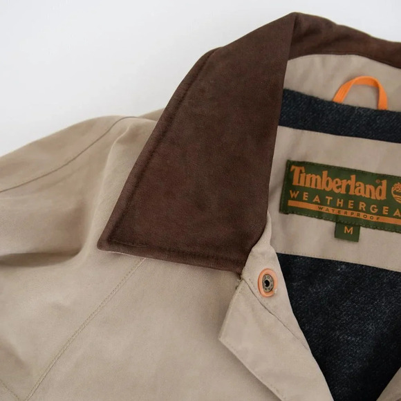 Timberland Weathergear Tan Zip Up Lined Winter Jacket ~Medium - Picture 6 of 16